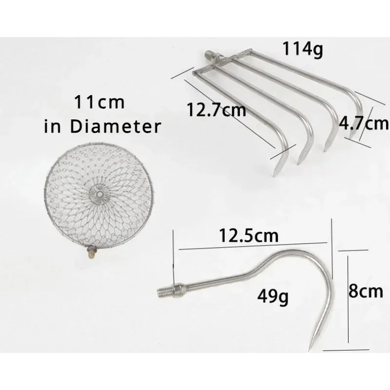 Fishing Rod Ice - Teleskopstange aus Edelstahl, einziehbarer Harrow-Spatenhaken, Eisschaufel,