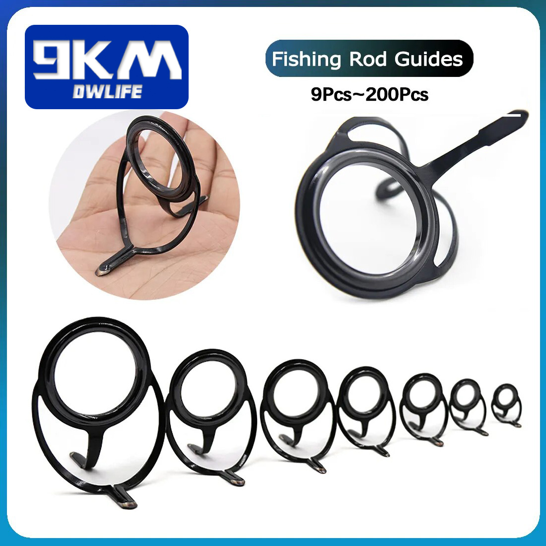 Fishing Rod Spinning - Angelruten-Reparatur-Set, Spinnrute-Baukomponenten, Edelstahl-Guss, Angelrutenführungen, Ersatz-Set, Tackle