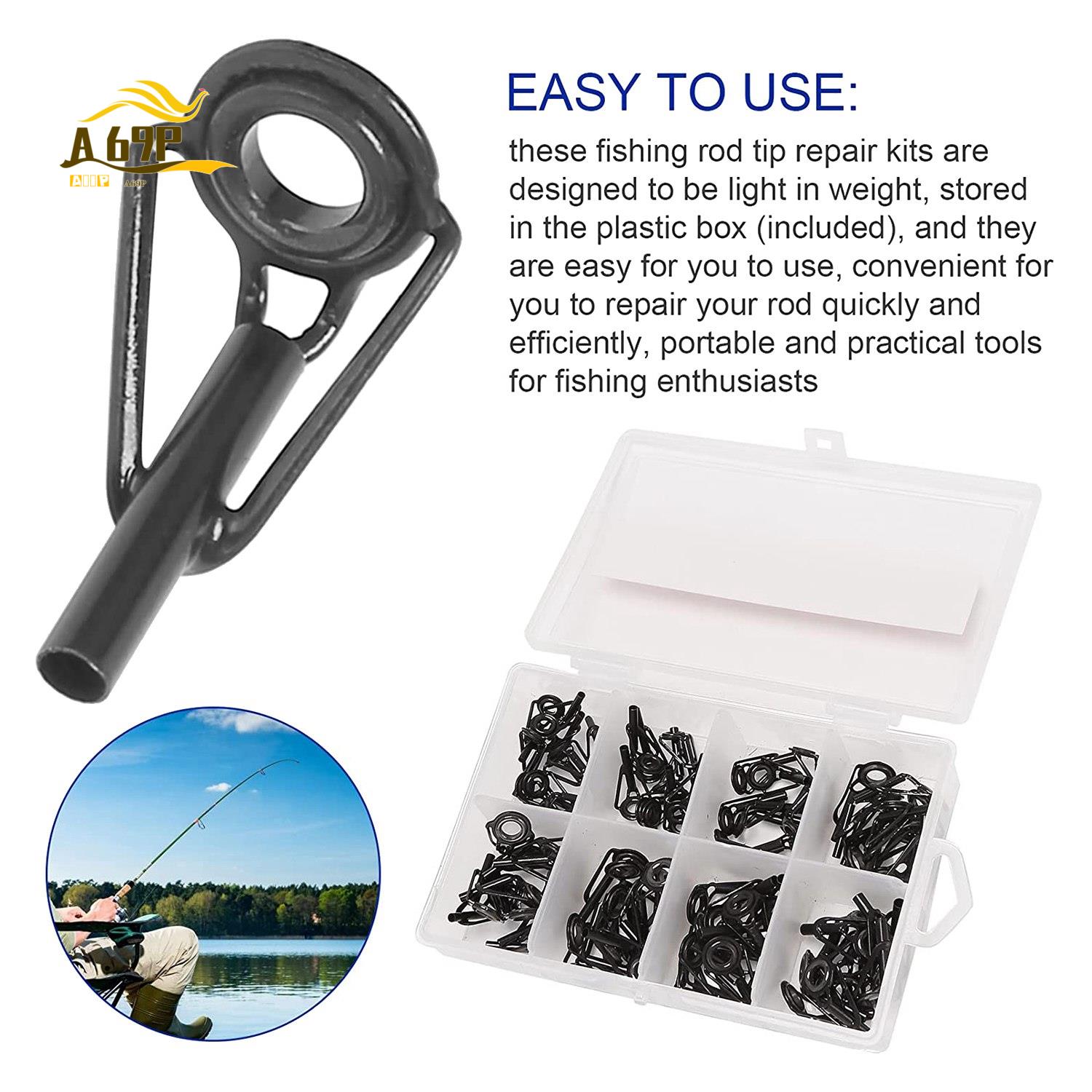 Fishing Rod Tip Replacement - A69P-80-teiliges Reparaturset für Angelruten-Spitzen für Süß-