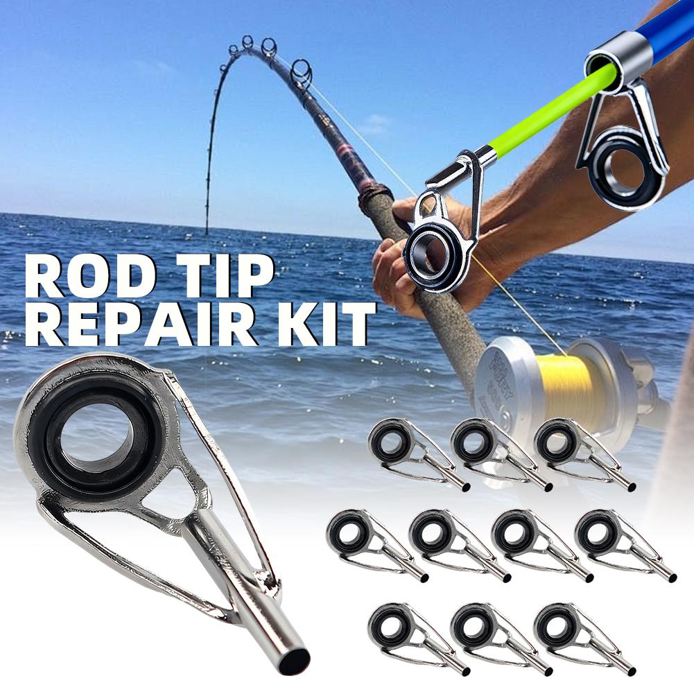 Fishing Rod Repair Kit - Angelruten-Spitzen-Reparaturset 10-teilig – Ersatz-Spitzen für Angelruten