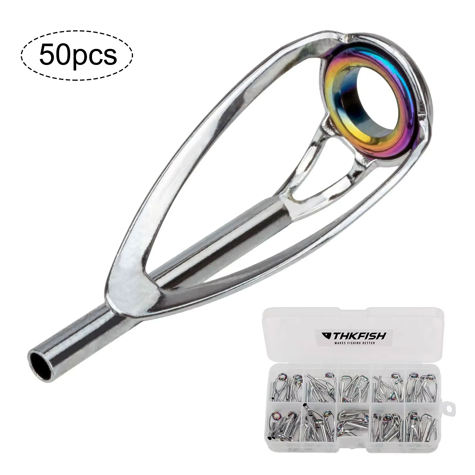 Fishing Rod Tip Replacement - 50-teiliges Reparaturset für Angelrutenspitzen oben, 1,2–3,2