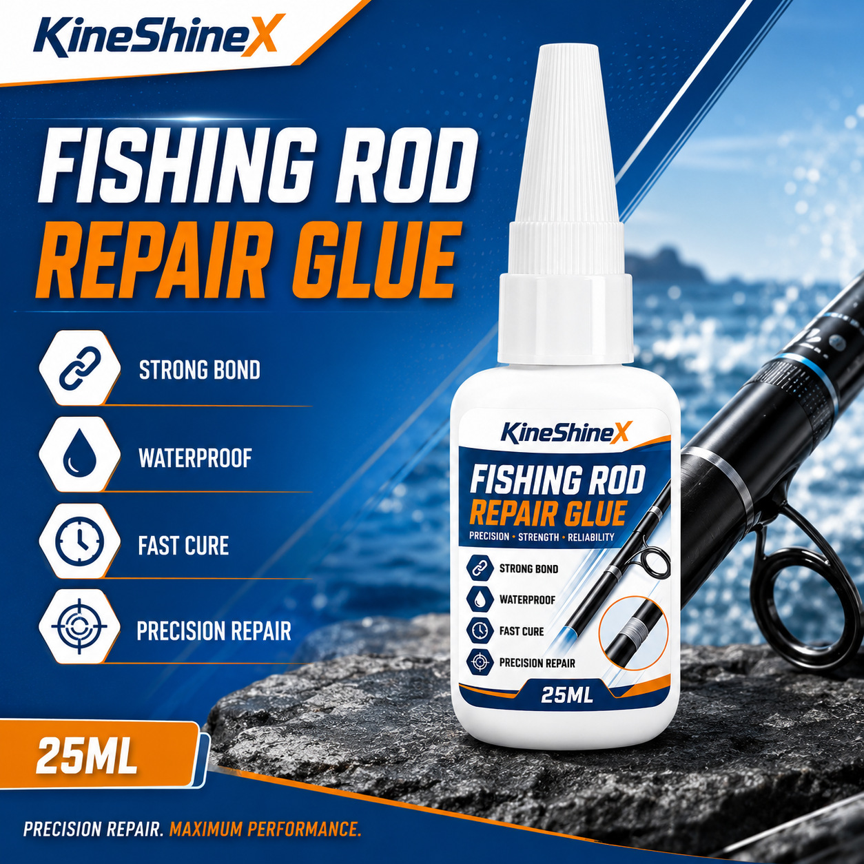 Fishing Rod Repair Kit - Angelruten-Reparaturkleber 25ml – Starke Haftung für