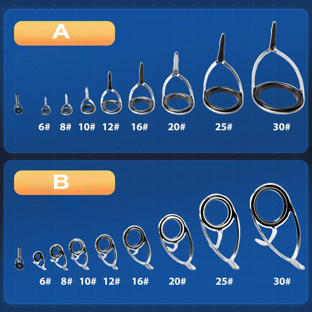 Fishing Rod Repair Kit - 9-teiliges Angelrutenführung, Keramikringe, Ersatz für Angelruten-Oberring,
