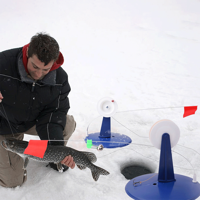 Fishing Rod Ice - Robuste Winter-Eis-Angelrute zum Aufkleben mit Flagge;