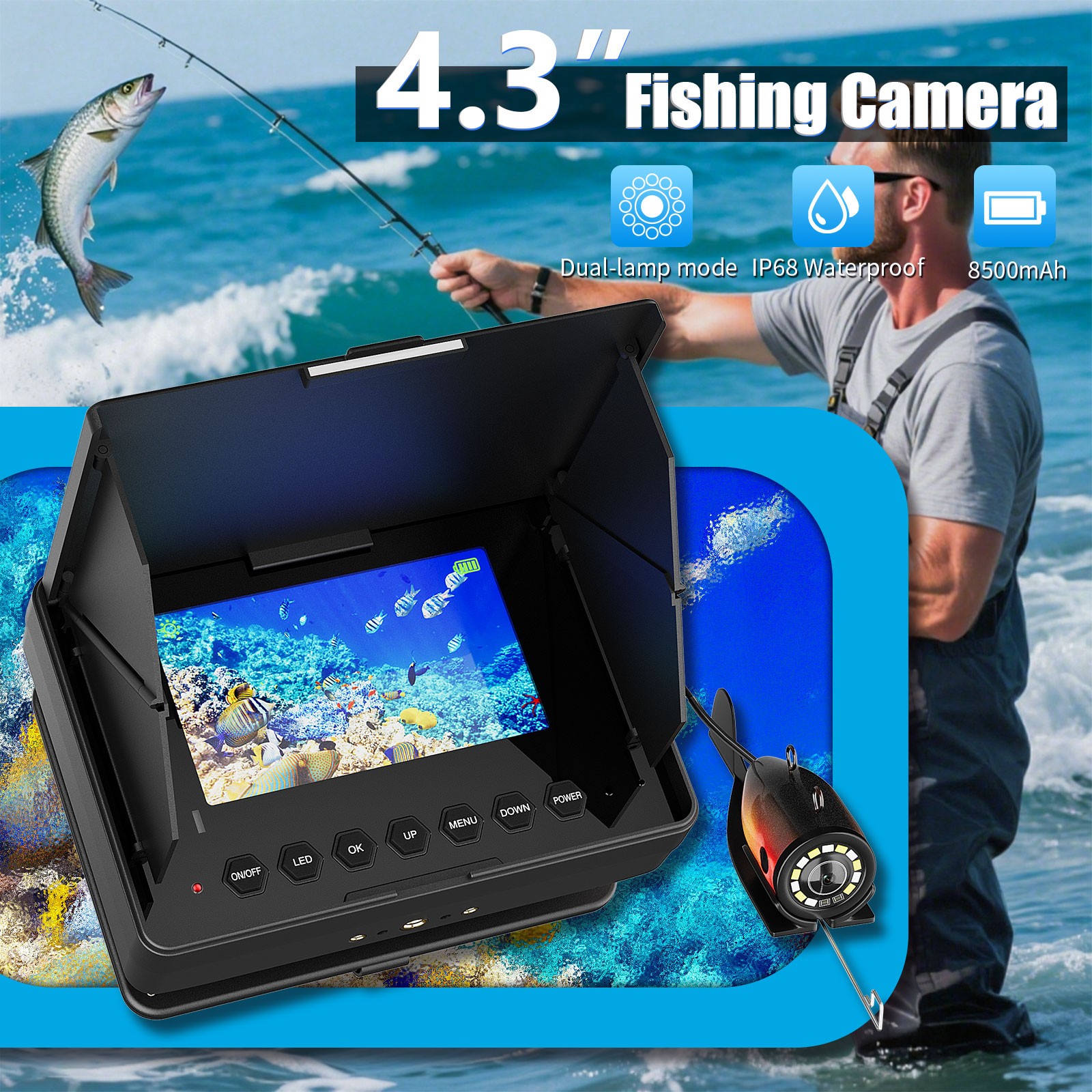 4,3-Zoll-Fischereikamera mit 3 – Fishing Rod Ice Bewertung und Preis