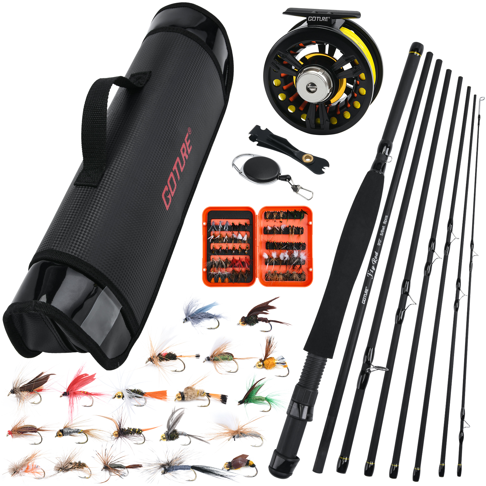 Goture 8 Abschnitt Travel Fly  – Fishing Rod Combo Bewertung und Preis