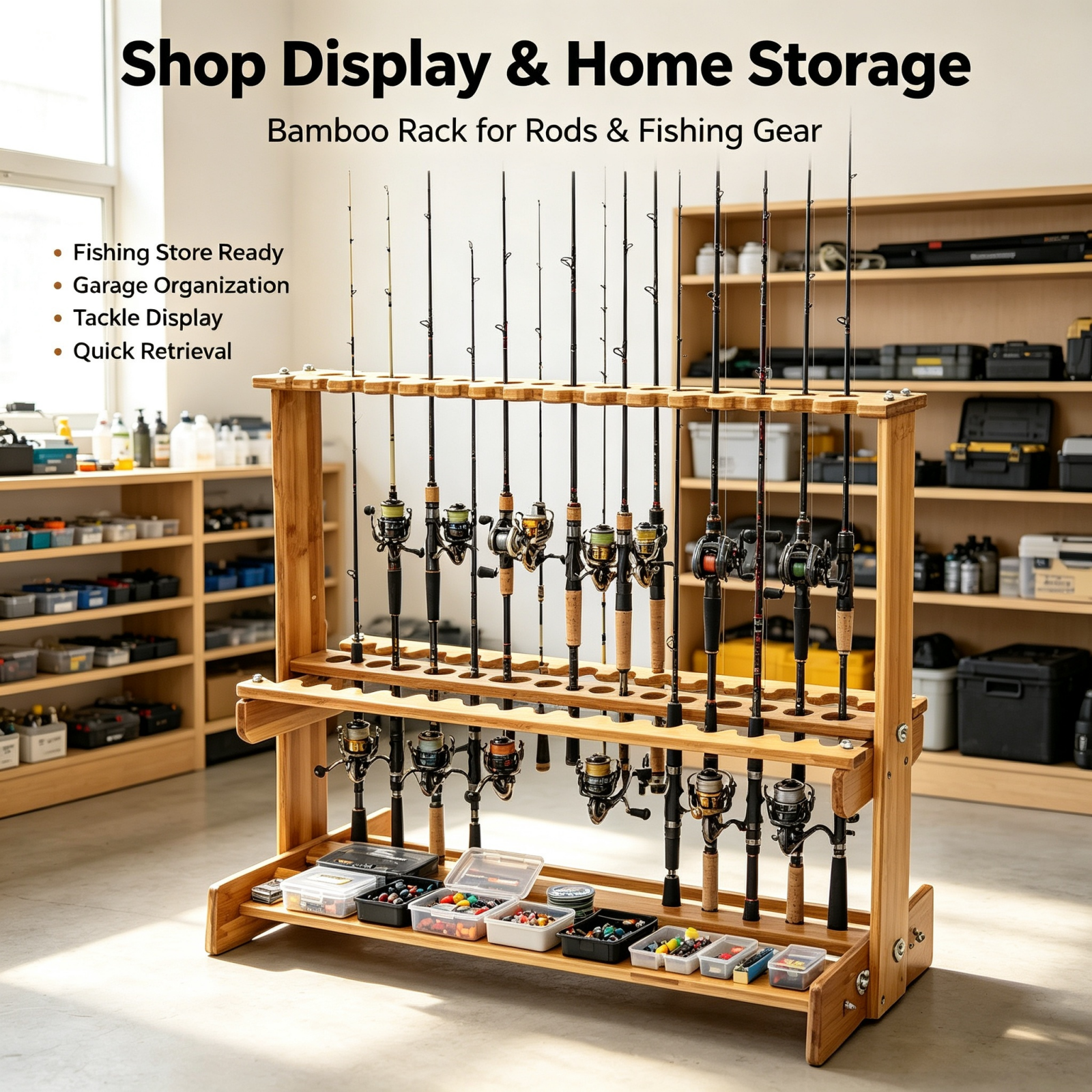 Vertikaler Bambus-Angelrutenst – Fishing Rod Rack Bewertung und Preis